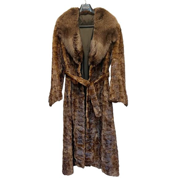 Vintage Filimegas Brown Mink Long Fur Winter Coat Size Medium - Picture 1 of 16